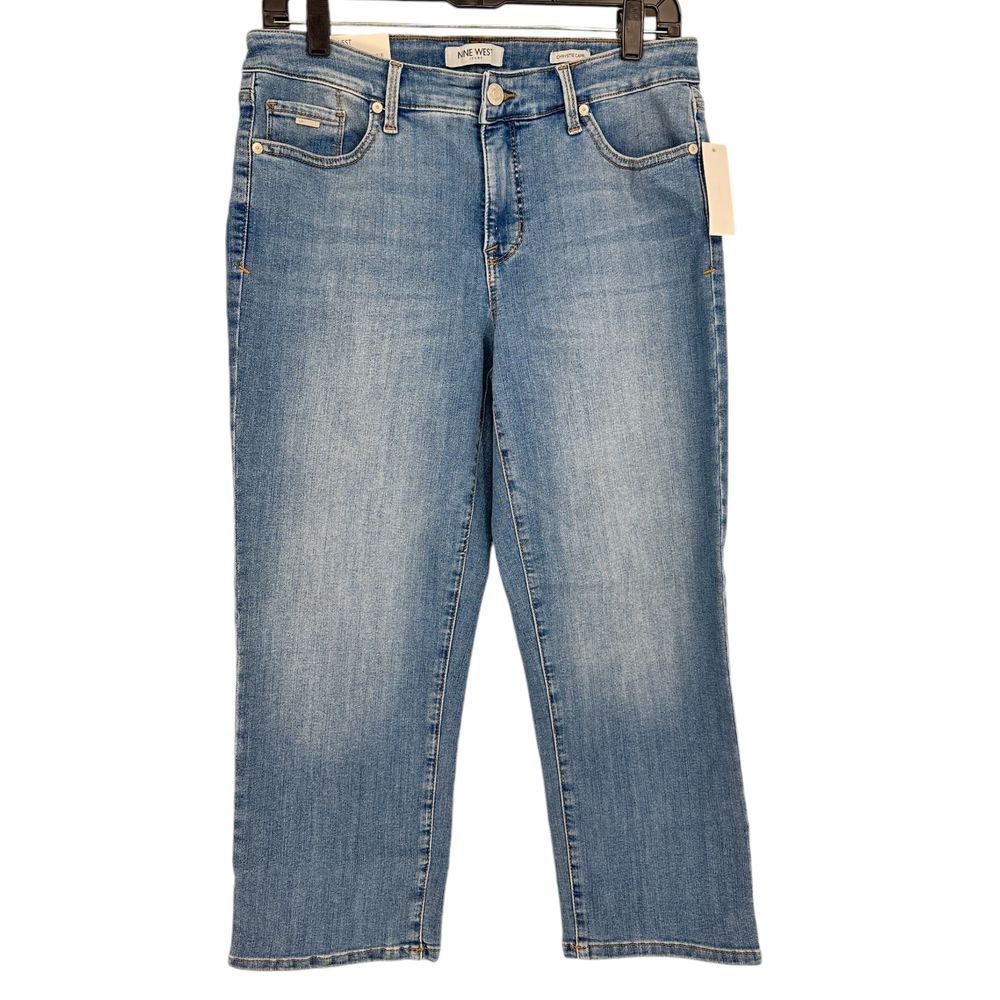 Nine West‎ Chrystie Capri Stretch Denim Jeans Relaxed Fit Blue Fade Size 8
